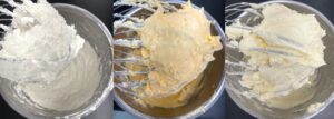 三種のバタークリーム（イタリアン・メレンゲ、パータ・ボンブ、クレーム・アングレーズ）