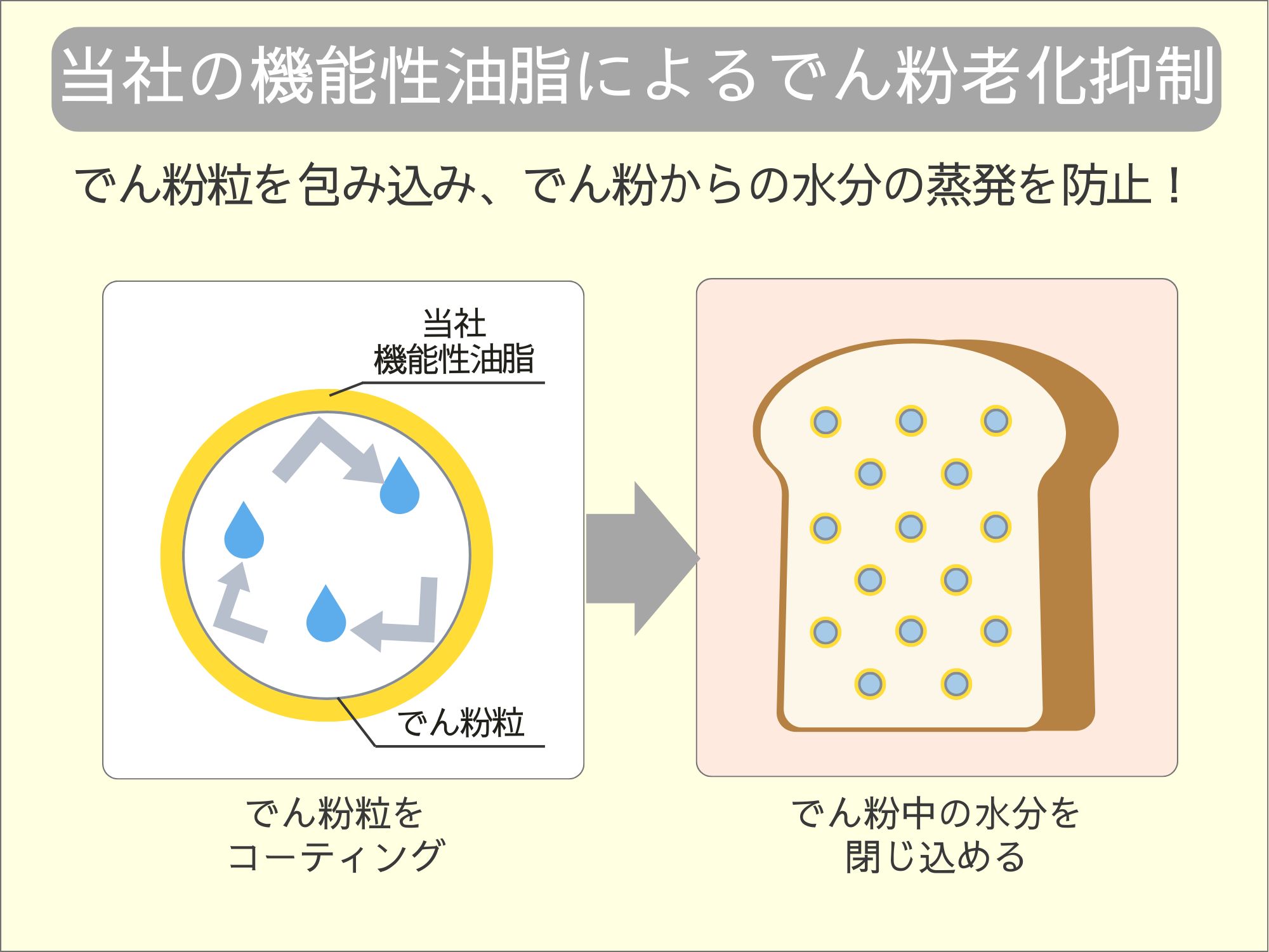 月島食品の機能性油脂によるでん粉老化抑制
