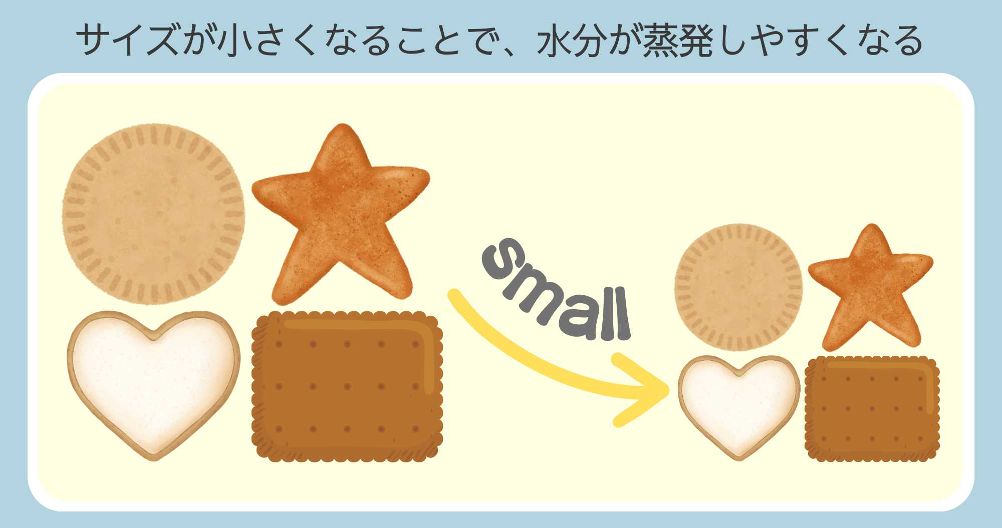 ビスケットのサイズを小さくする