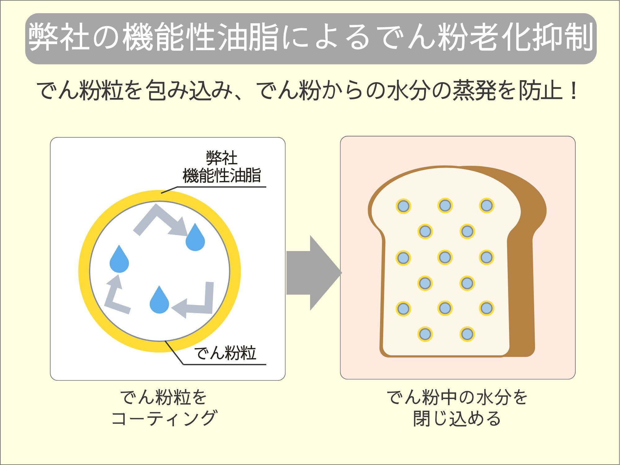 月島食品の機能性油脂によるでん粉老化抑制