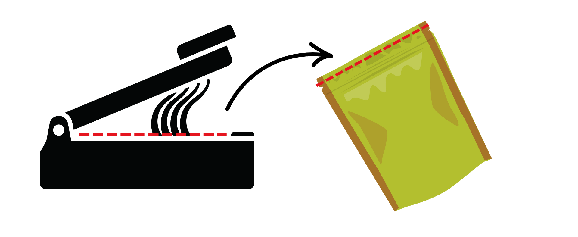 熱シーラーで開放口を閉じた様子