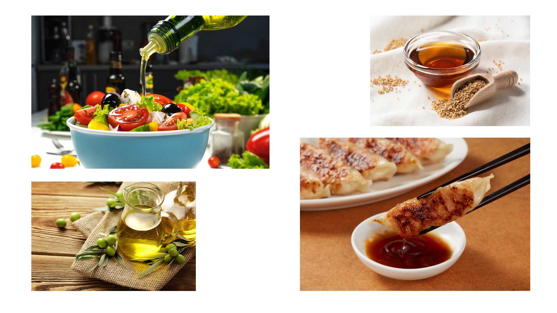 オリーブオイルとごま油、それらを使った料理