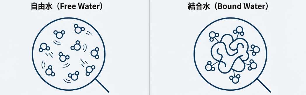 自由水と結合水のイメージイラスト