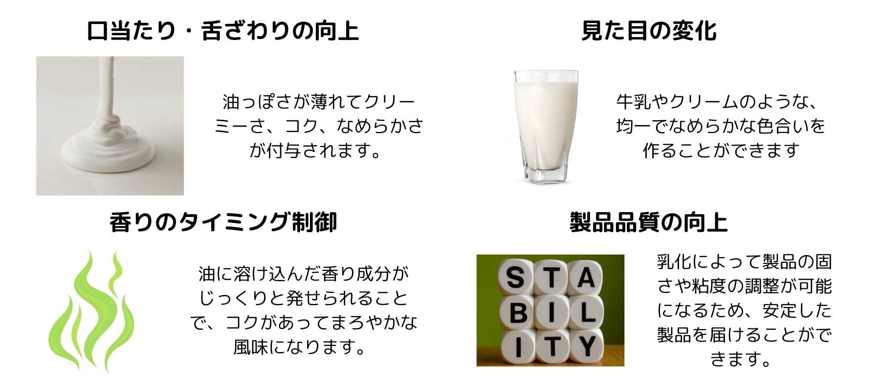 乳化がもたらす食品の変化