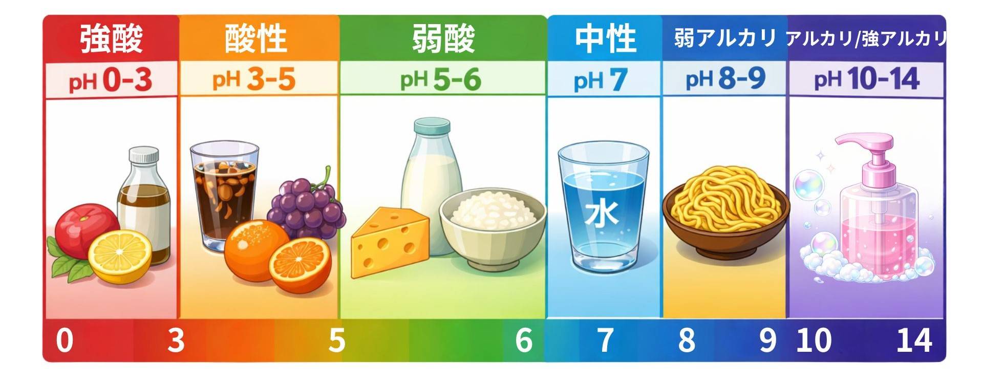 代表的な食品のpH一覧